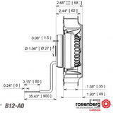 Rosenberg Fans Canada. Drawing:  ECOFIT Backward-curved AC Fan, 180mm. 115V. (L26-A6/2RREuB3 180x35R)