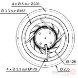 ECOFIT Backward-curved AC Fan, 2RREu15 180x35R (Model C45-A4).