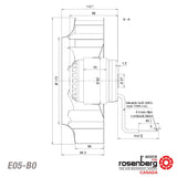 ECOFIT Backward curved centrifugal AC fan with aluminum impeller (E05-B0 / 2RREu45 250x56R (115V)