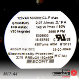 ECOFIT Backward-curved EC Fan / energy-saving ECM fan, RREuG9 192x40R (Model M17-A4)