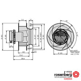 Rosenberg Plug EC / ECM fan with backward-curved impeller. GKHR 355-CIB.112.5HF IE (Model N86-35802)