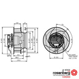 Rosenberg Plug EC / ECM fan with backward-curved impeller. GKHR 355-CIB.100.5FA (Model N86-35812)