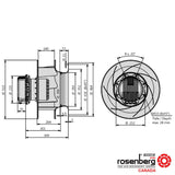 Rosenberg Plug EC / ECM fan with backward-curved impeller. GKHR 450-CIB.140.6IF IE (Model N86-45301)