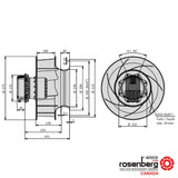 Rosenberg Plug EC / ECM fan with backward-curved impeller. GKHR 500-CIB.160.6IF IE (Model N86-50300)