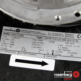 Rosenberg Plug EC / ECM fan with backward-curved impeller. GKHR 315-CIE.088.4EA IE (Model N42-31503)