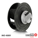 Rosenberg's EC-Plug Fan with backward-curved impeller. Type: GKHR 450-CIE.136.5HF. Article-No.: N42-45001