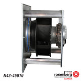 Rosenberg's EC-Plug Fan with a backward-curved impeller. Generation 3  Type: GKHM 450-CIE.136.6FF IE Gen3 Article-No.: N43-45019