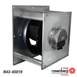 Rosenberg's EC-Plug Fan with a backward-curved impeller. Generation 3  Type: GKHM 450-CIE.136.6FF IE Gen3 Article-No.: N43-45019