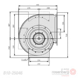Rosenberg Centrifugal AC Fan. ERAD 250-4.5FA IE (Model B10-25046)