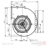 Rosenberg centrifugal AC Fan, Double inlet. DRAD 251-4 L (Models: C90-25163) VOLTAGE: 208/230D/380/460Y