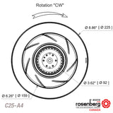 ECOFIT Backward-curved AC Fan, 225mm. 2RREu35 225x63R. (Model C25-A4)