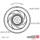 OEM Backward curved centrifugal AC fan (D05-A6 / 2RREu25 220x45R)