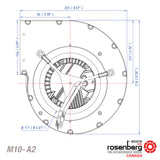 Tech drawing for Ecofit. Double inlet centrifugal EC(ECM) fan. (M10-A2 / GDSuG9 146x188R)