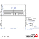 Tech drawing for Ecofit. Double inlet centrifugal EC(ECM) fan. (M10-A2 / GDSuG9 146x188R)