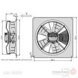 Rosenberg Axial EC Fan/energy-saving ECM fan. AKSG 560 K.5HF A6 (Model E66-56501)