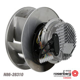 Rosenberg's EC-Plug Fan with backward curved impeller. (ECM)  Type: GKHR 280-CIB.090.5FA IE Article-No.: N86-28310. Size 280 mm