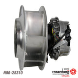 Rosenberg's EC-Plug Fan with backward curved impeller. (ECM)  Type: GKHR 280-CIB.090.5FA IE Article-No.: N86-28310. Size 280 mm