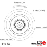 Rosenberg Fans Canada. Drawing. ECOFIT Backward curved centrifugal AC fan AC (E15-A / 2RREu45 250x56R (115V)