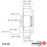 Rosenberg Fans Canada. Drawing. ECOFIT Backward curved centrifugal AC fan AC (E15-A / 2RREu45 250x56R (115V)