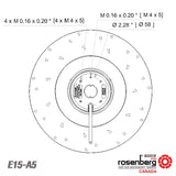 Rosenberg Fans Canada. Drawing. ECOFIT Backward curved centrifugal AC fan AC (E15-A / 2RREu45 250x56R (115V)