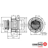 Rosenberg Plug EC / ECM fan with backward-curved impeller. GKHR 280-CIB.090.5FA IE (Model N86-28301)