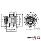 Tech. Drawing. Rosenberg's EC-Plug Fan with backward curved impeller. (ECM)  Type: GKHR 280-CIB.090.5FA IE Article-No.: N86-28310. Size 280 mm