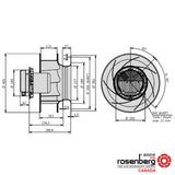 Rosenberg Plug EC / ECM fan with backward-curved impeller. GKHR 355-CIB.112.5HF IE (Model N86-35800)