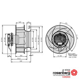 Rosenberg Plug EC / ECM fan with backward-curved impeller. GKHR 400-CIB.125.5FA IE (Model N86-40305)