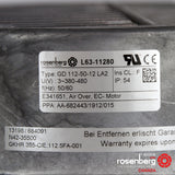 Rosenberg Plug EC / ECM fan with backward curved impeller. GKHR 355-CIE.112.5FA (Model N42-35500)