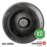Rosenberg's EC-Plug Fan with backward-curved impeller. Type: GKHR 500-CIE.154.5HF. Article-No.: N42-50003