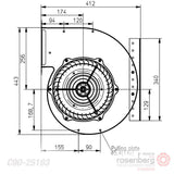 Rosenberg centrifugal AC Fan, Double inlet. DRAD 251-4 L (Models: C90-25163 / C90-25164)