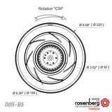 Backward curved centrifugal AC fan (D05-B5 / 2RREu25 220x45R (115V)