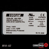 Name/specs plate for Ecofit. Double inlet centrifugal EC(ECM) fan. (M10-A2 / GDSuG9 146x188R)