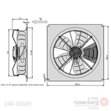 Rosenberg Axial EC Fan/energy-saving ECM fan. AKSG 500 N.4FF B (Model E66-50505)
