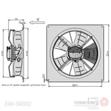Rosenberg Axial EC Fan/energy-saving ECM fan. AKSG 560 K.5HF A6 (Model E66-56502)