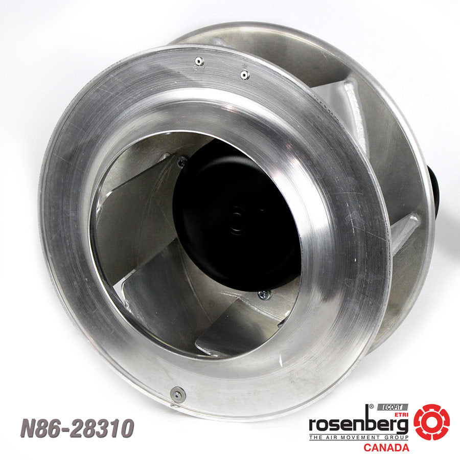 Rosenberg Plug EC Fan (ECM) with backward-curved impeller. (GKHR 