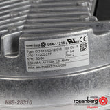 Plate. Rosenberg's EC-Plug Fan with backward curved impeller. (ECM)  Type: GKHR 280-CIB.090.5FA IE Article-No.: N86-28310. Size 280 mm